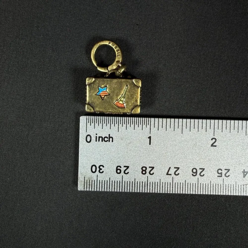 Rare Super Cool Vintage Fossil Charm USA suitcase Route 66